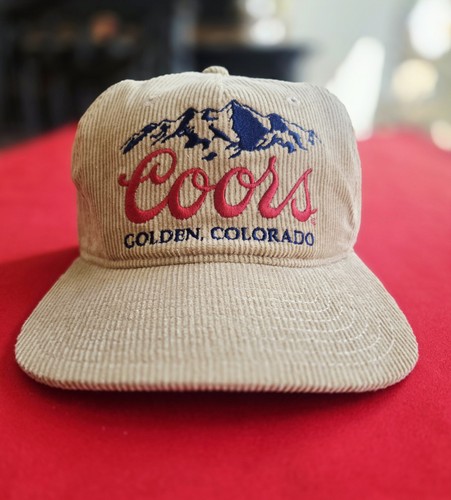 Coors Beer Logo Golden Colorado Mountains Beige Corduroy Hat