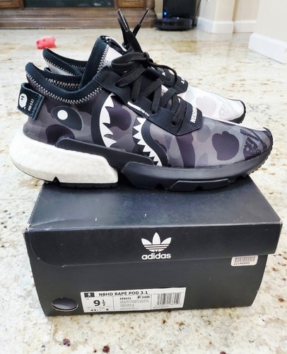 Adidas NBHD BAPE Pod 3.1 Men's Size 9.5 Black/ White Sneakers