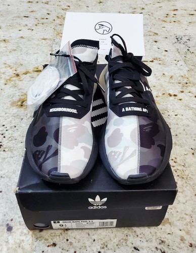 Adidas NBHD BAPE Pod 3.1 Men's Size 9.5 Black/ White Sneakers - photo 2