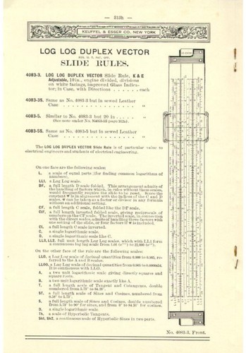 K&E Keuffel Esser No. 4083-3 Slide Rule With Case - photo 2