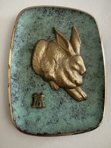 Antique Albrecht Durer Hare Brass Wall Relief