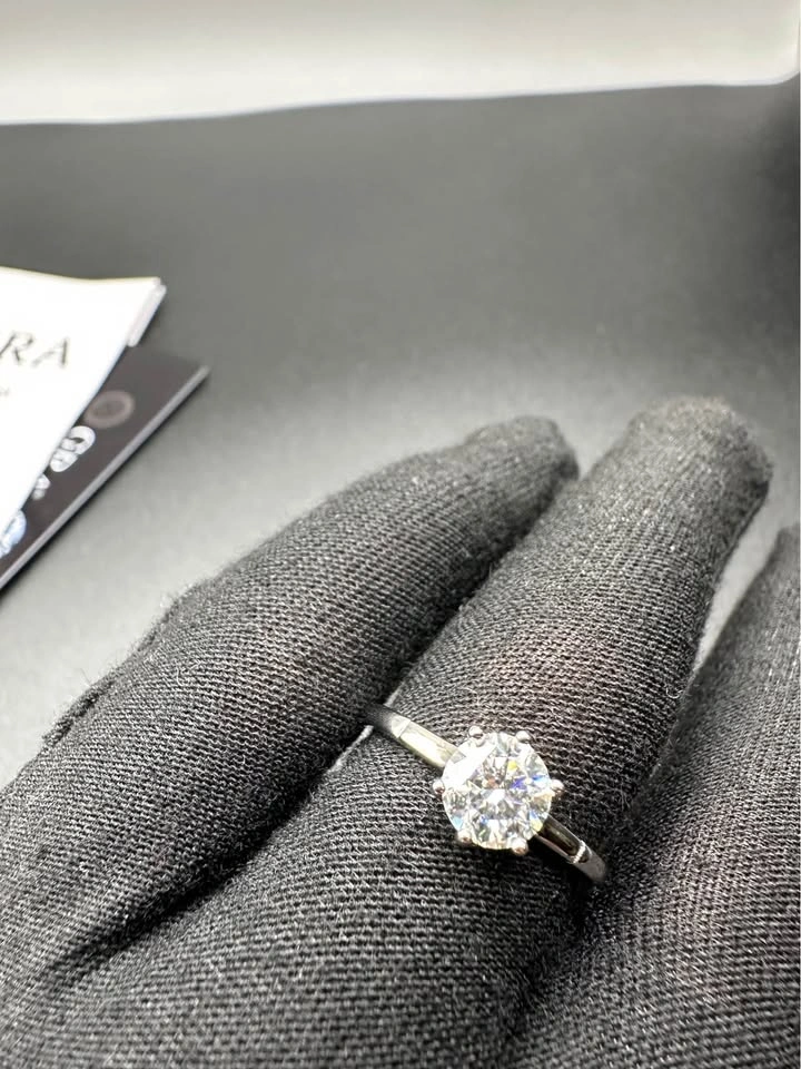 1CT Certified Moissanite Solitaire Ring - Adjustable Fit - photo 3