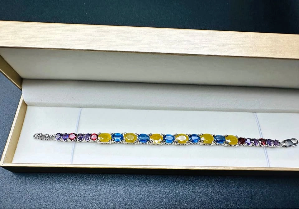 Natural Yellow Sapphire & Kyanite Tennis Bracelet – 925 Sterling