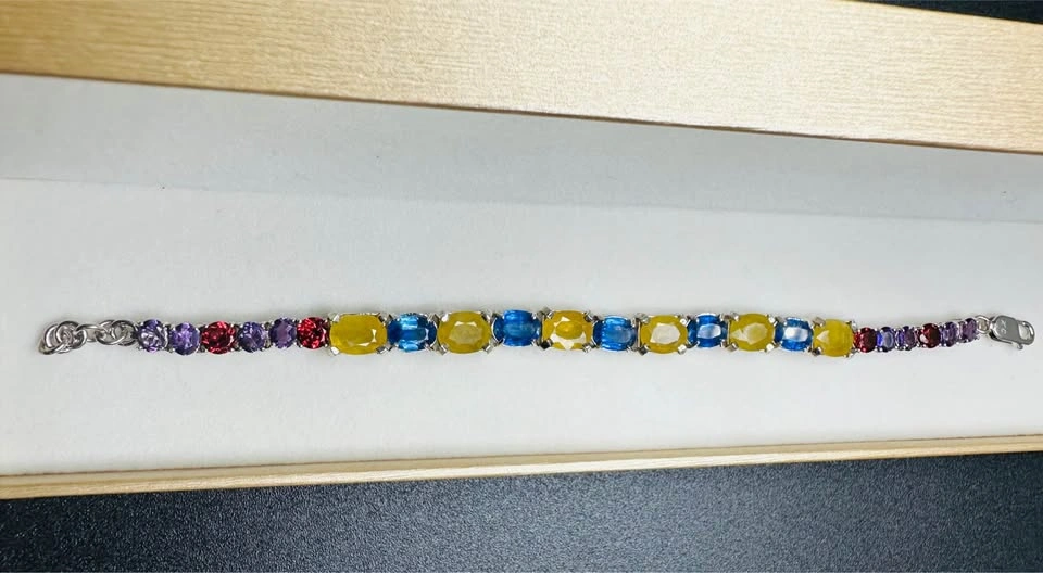 Natural Yellow Sapphire & Kyanite Tennis Bracelet – 925 Sterling - photo 2
