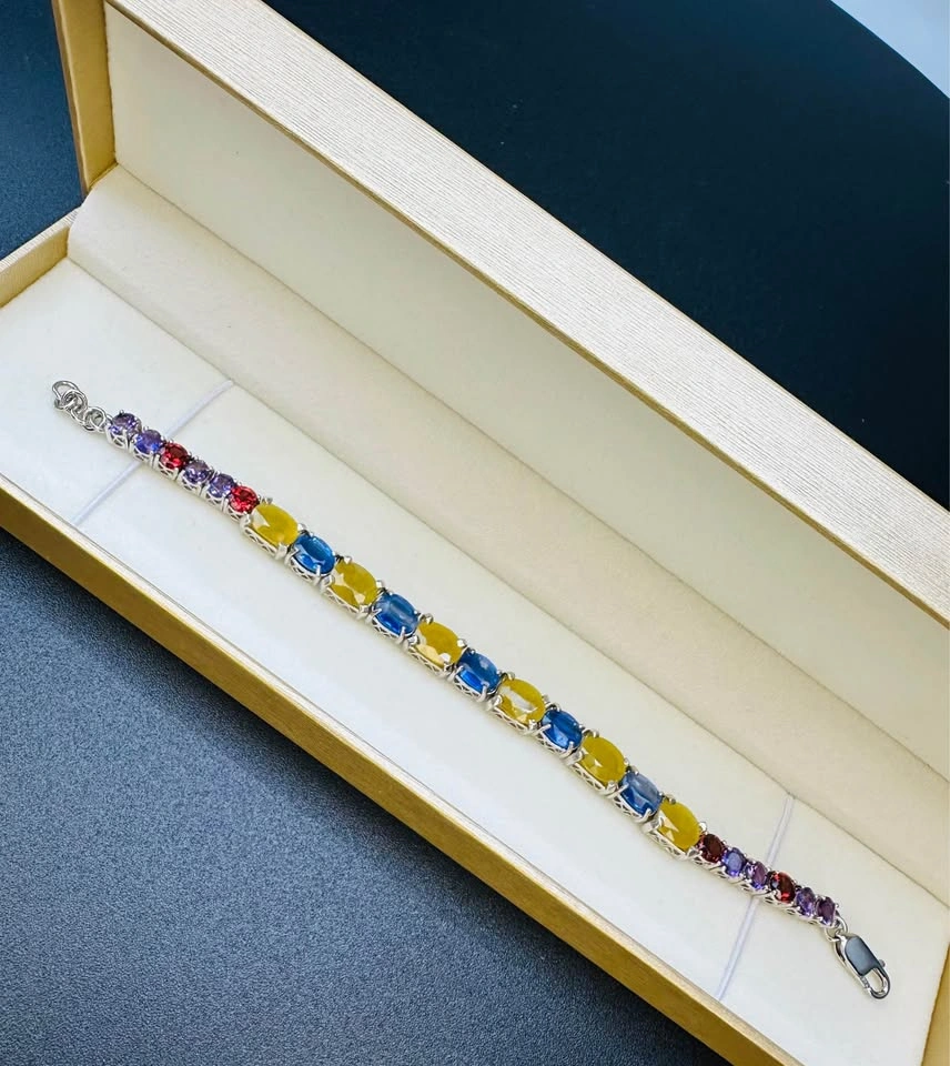 Natural Yellow Sapphire & Kyanite Tennis Bracelet – 925 Sterling - photo 3
