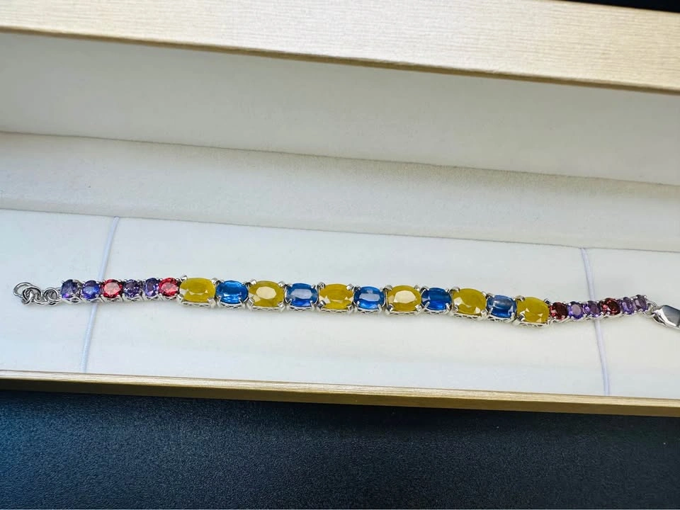 Natural Yellow Sapphire & Kyanite Tennis Bracelet – 925 Sterling - photo 5