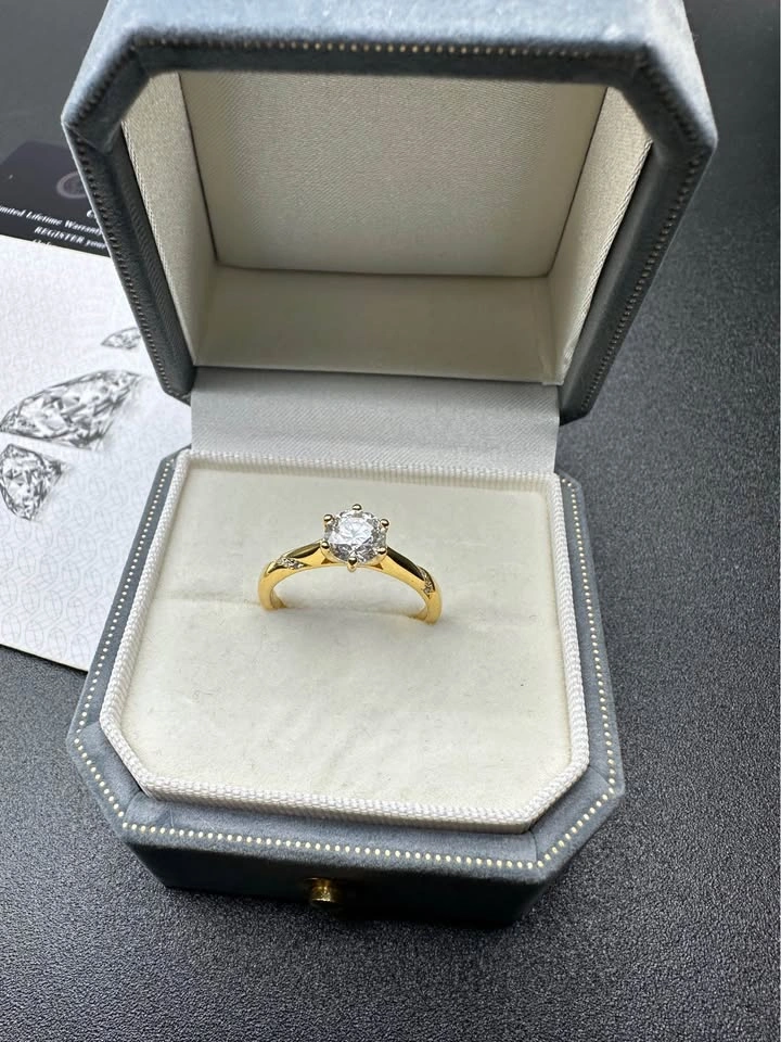 1CT Moissanite Solitaire Ring – Size 5-9, 18k Gold Finish - photo 4