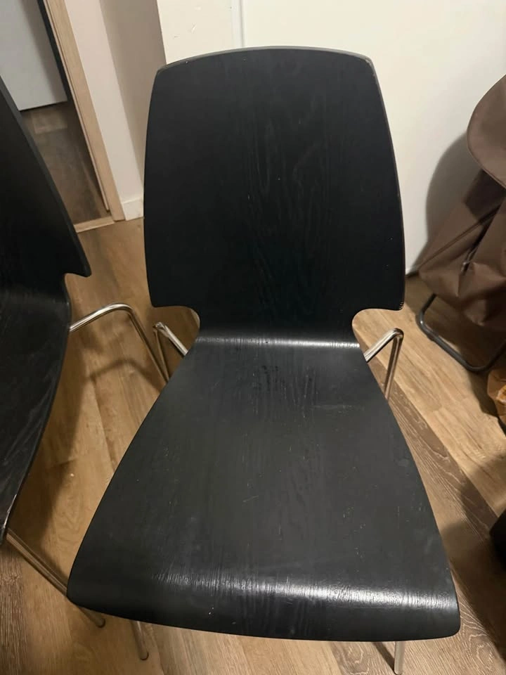 Set of 2 IKEA Vilmar Stackable Chairs – Black & Chrome - photo 5