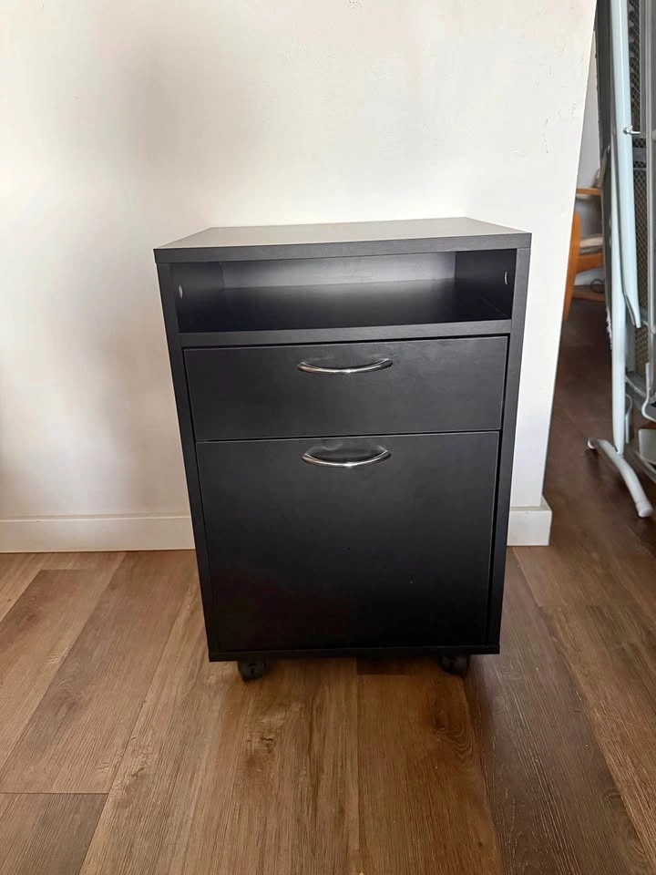 Black Rolling File Cabinet – Excellent Condition