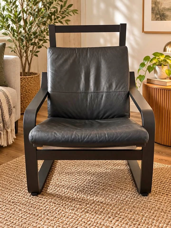 Black Leather Accent Chair