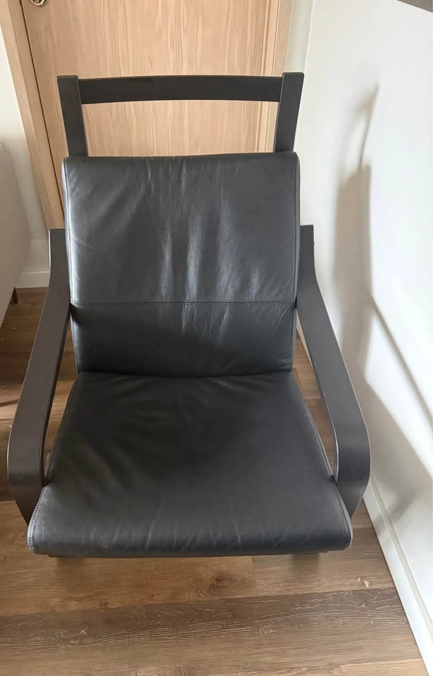 Black Leather Accent Chair - photo 2