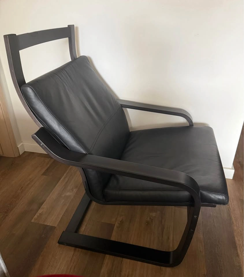 Black Leather Accent Chair - photo 4