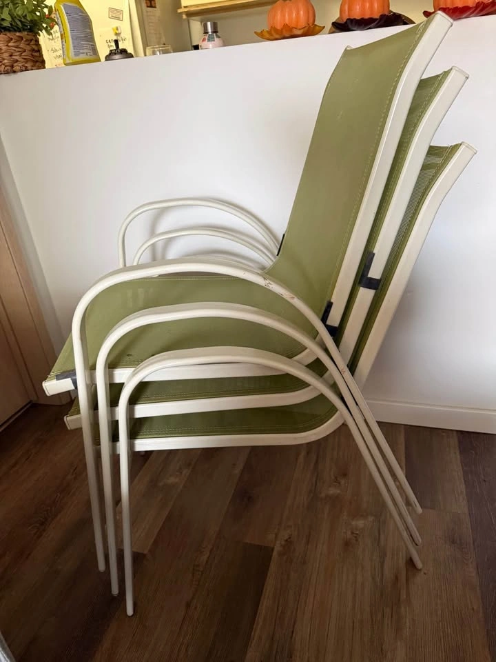 Set of 3 Stackable Patio Chairs - photo 2