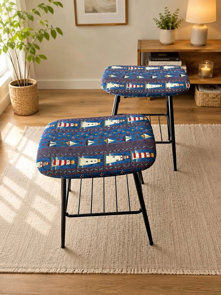 Pair of Lighthouse Themed Stools