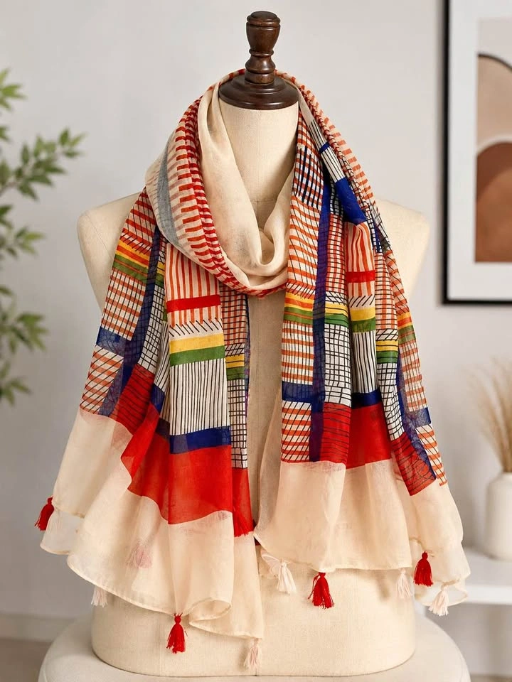 Colorful Lightweight Long Polyester Scarf/Shawl – 85 × 180 cm