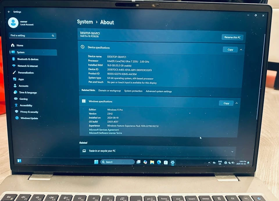 Dell Pro 16 - AI Gaming Laptop - 16GB / Intel Ultra 7 - photo 4