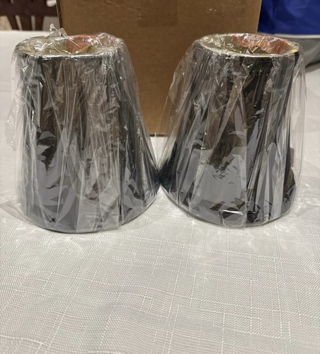 2 Black Fabric Flame Clip Lamp Shades