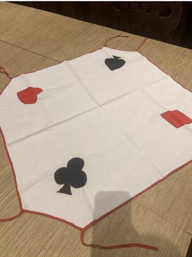 Vintage Card Tablecloth With Ties-black/cream/red-28”
