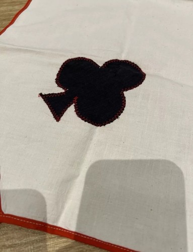 Vintage Card Tablecloth With Ties-black/cream/red-28” - photo 2
