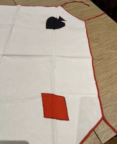 Vintage Card Tablecloth With Ties-black/cream/red-28” - photo 3