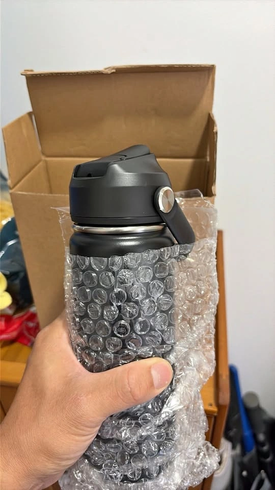 18oz Insulated Water Bottle with Straw Lid - Set of 2, Black