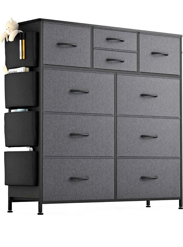 10-Drawer Fabric Dresser with Side Pockets