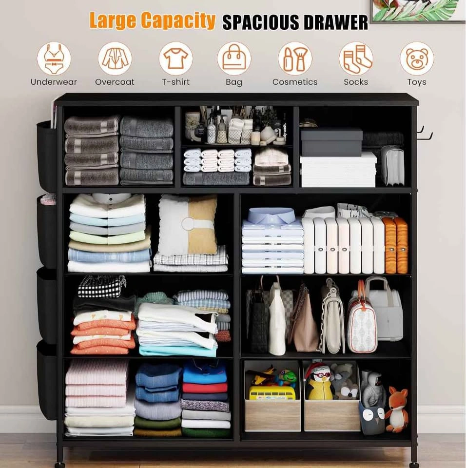 10-Drawer Fabric Dresser with Side Pockets - photo 2