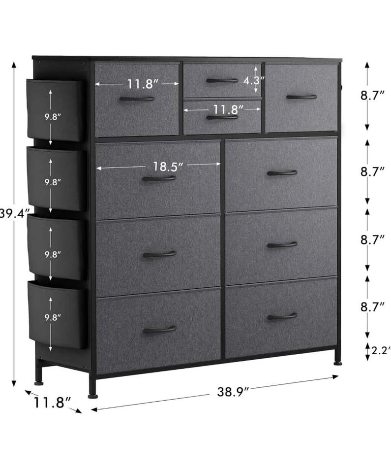 10-Drawer Fabric Dresser with Side Pockets - photo 4