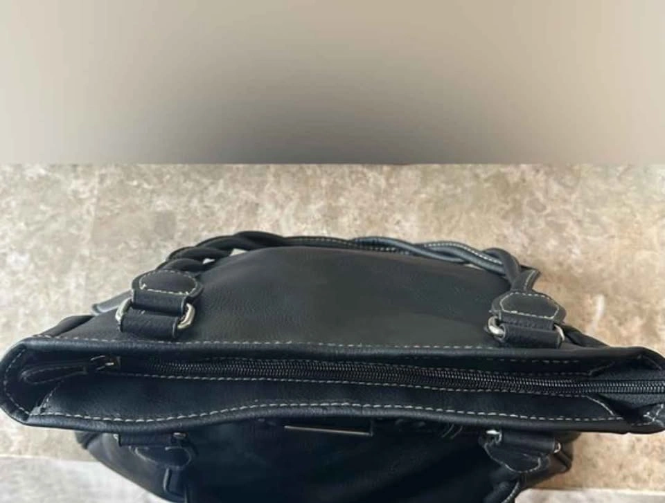 Unique Black Faux Leather Braided Strap Shoulder Bag - photo 3