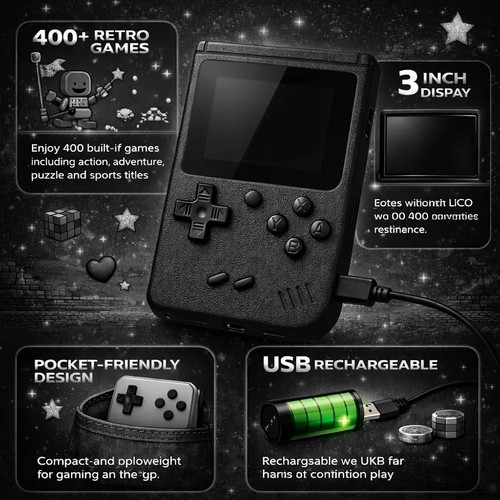 Nintendo Game Boy Color Handheld 3" Display 400+ Retro Games - photo 3