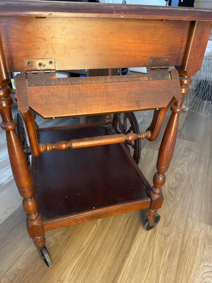 Vintage Wooden Drop-Leaf Tea Cart - photo 4