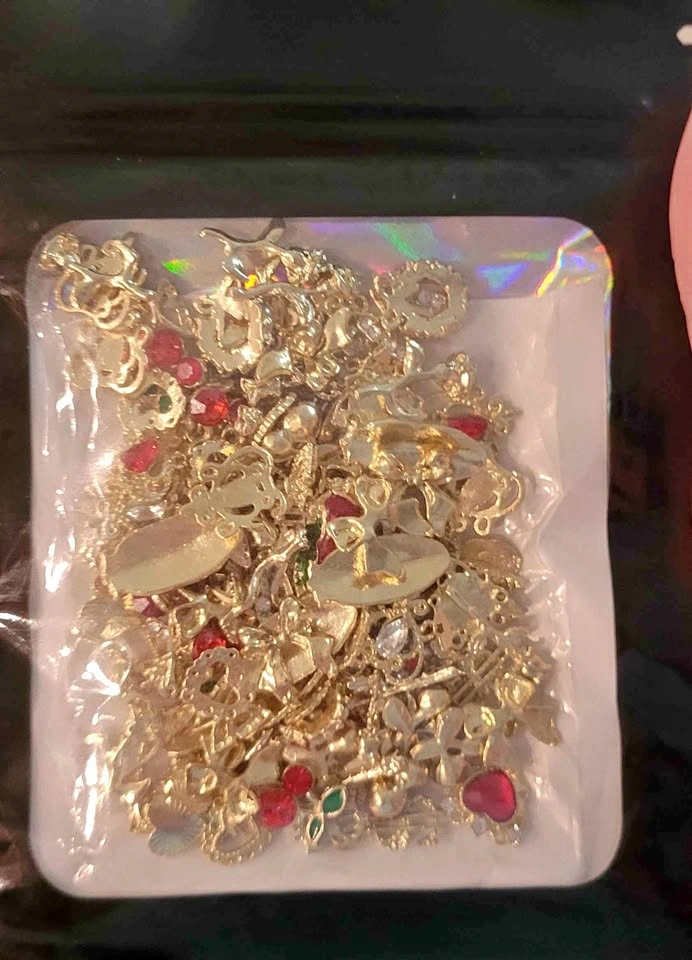 Assorted Gold-Tone Nail Art Charms and Jewelry Pendants