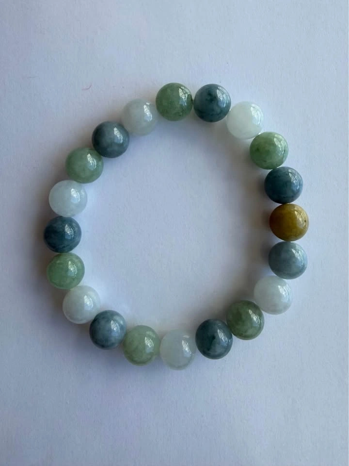 Certified Grade A Icy Tri-Color Jadeite Bead Bracelet - photo 5