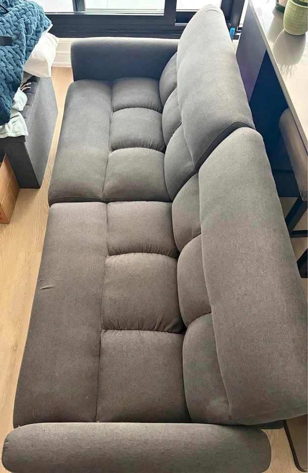 Grey Fabric Futon Sofa Bed