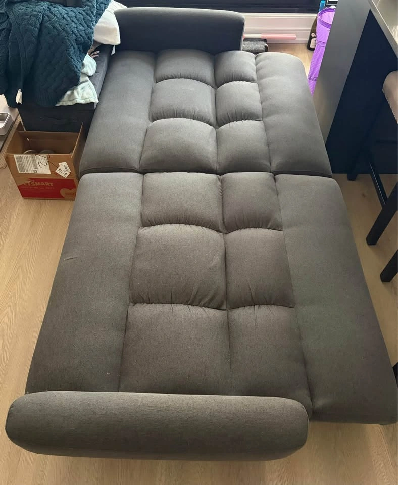 Grey Fabric Futon Sofa Bed - photo 3