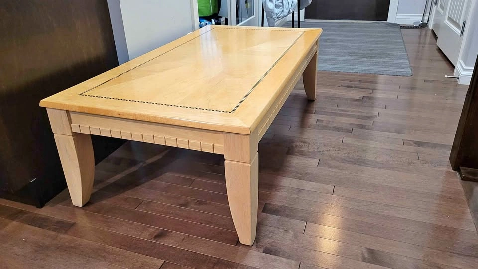 Solid Wood Coffee Table with Inlay Detail