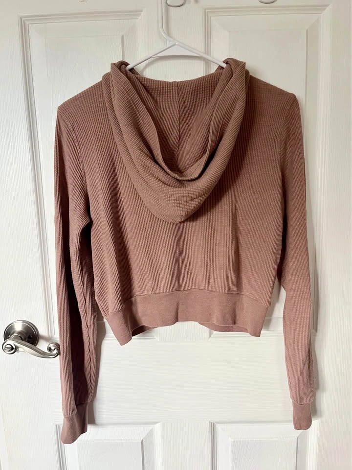 Aritzia Tna Waffle Knit Cropped Full Zip Hoodie - Size Small - photo 2