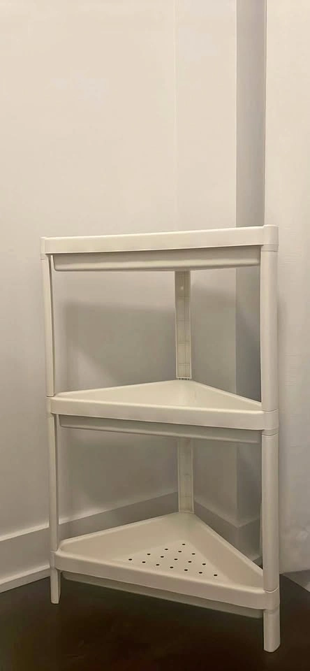 White 3-Tier Plastic Corner Shelf