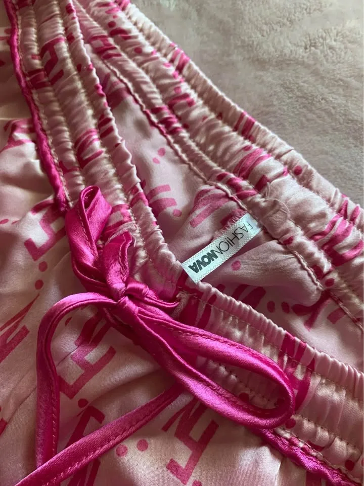 Pink Fashionnova silk PJ pants image indicator(2)