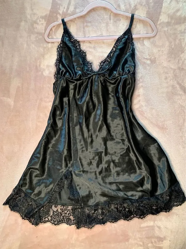 NEW black Fashionnova babydoll lingerie + thong thumbnail