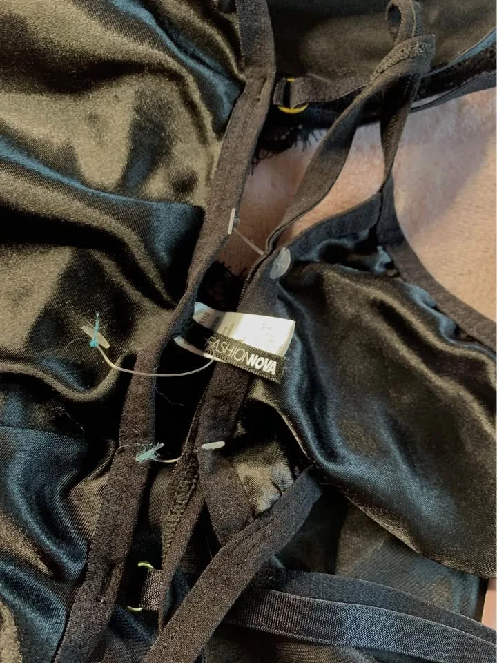 NEW black Fashionnova babydoll lingerie + thong image indicator(4)