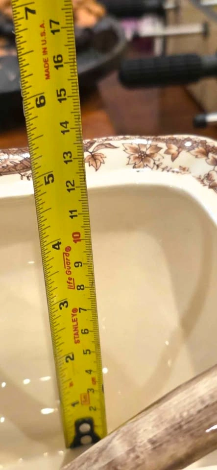 Vintage Brown Transferware Soup Tureen with Ladle and Underplate - photo 5