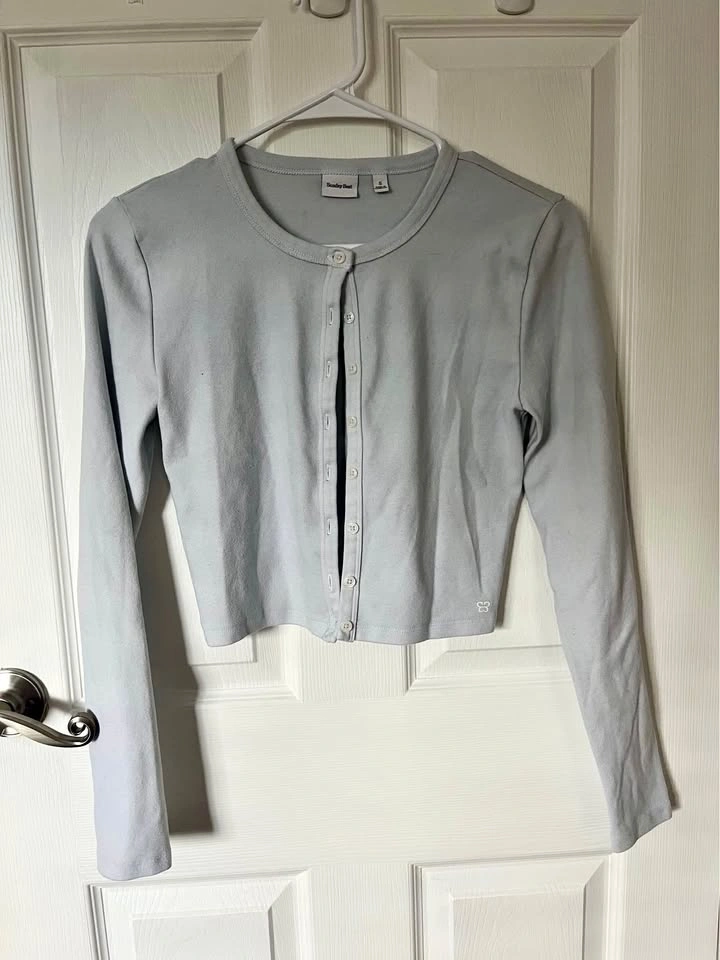 Aritzia Sunday Best Little Ribbed Cropped Cardigan - Size Small