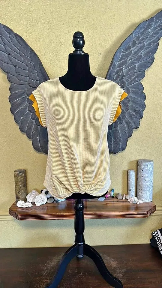 W5 Striped Twist Front Tee Shirt