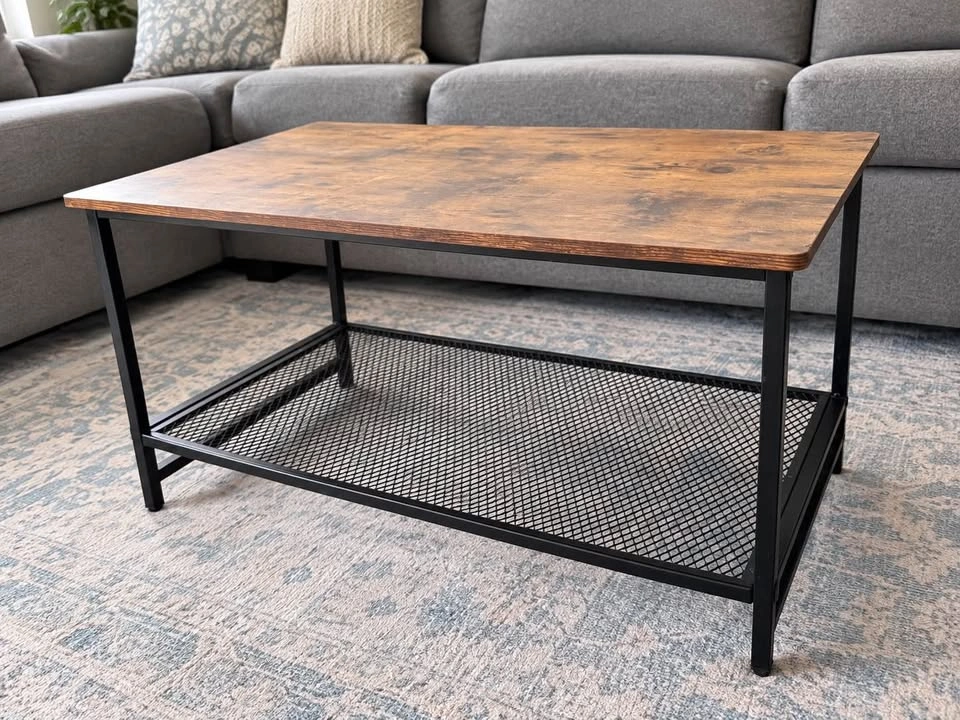 Rustic Brown Coffee Table + Round Side Table Set - photo 4