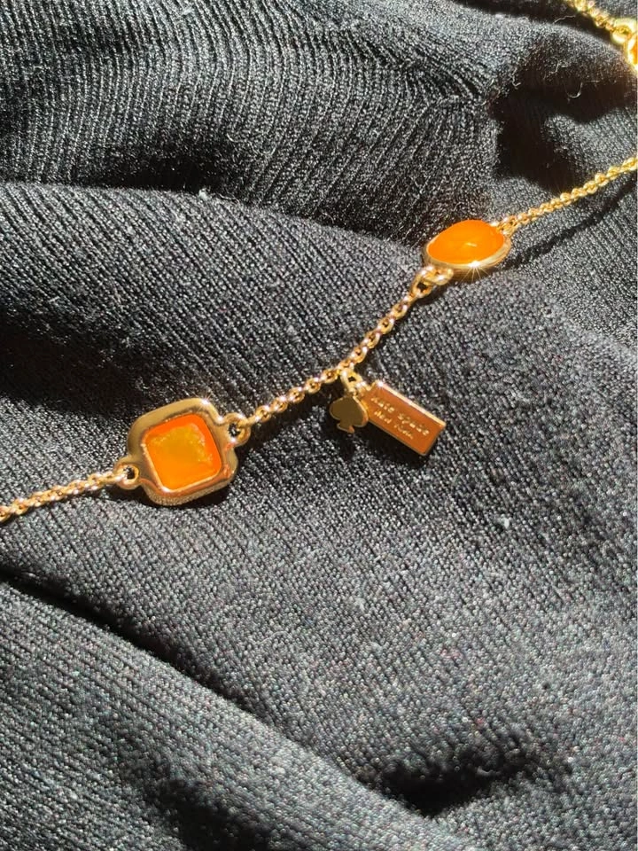 Kate Spade Gold-Tone Orange Stone Station Necklace - photo 2