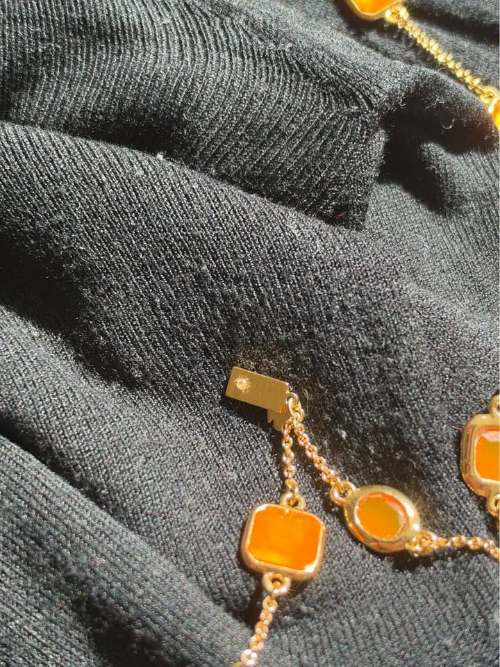 Kate Spade Gold-Tone Orange Stone Station Necklace - photo 3