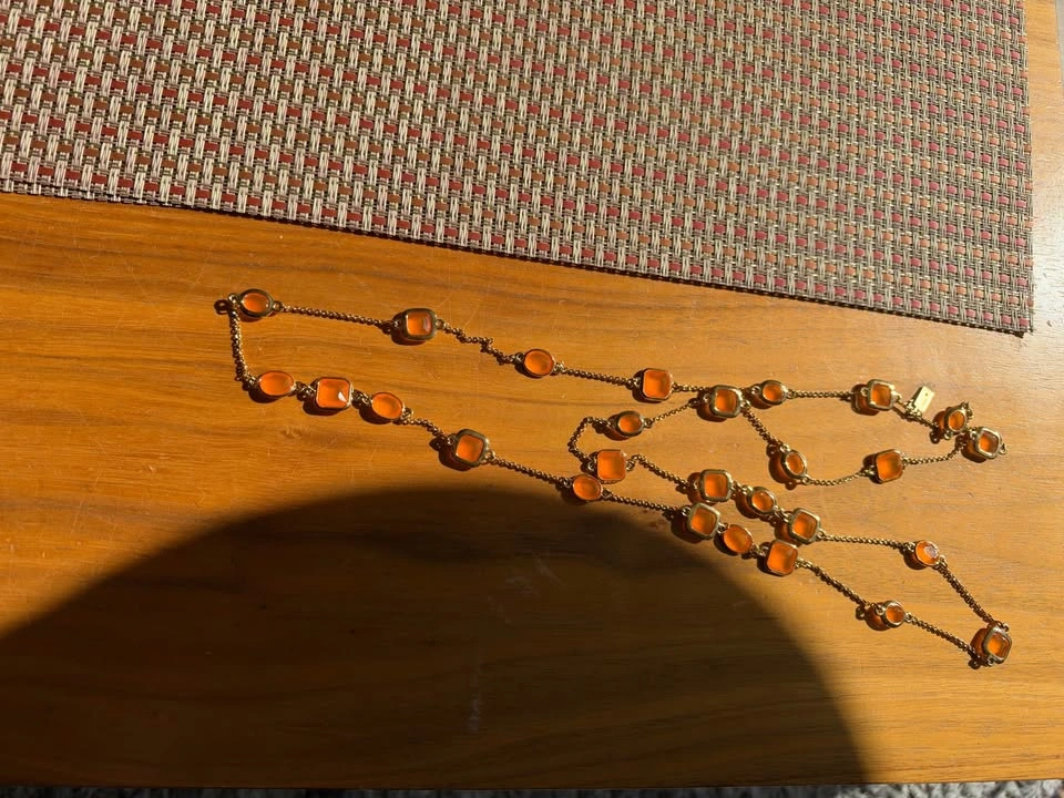 Kate Spade Gold-Tone Orange Stone Station Necklace - photo 4