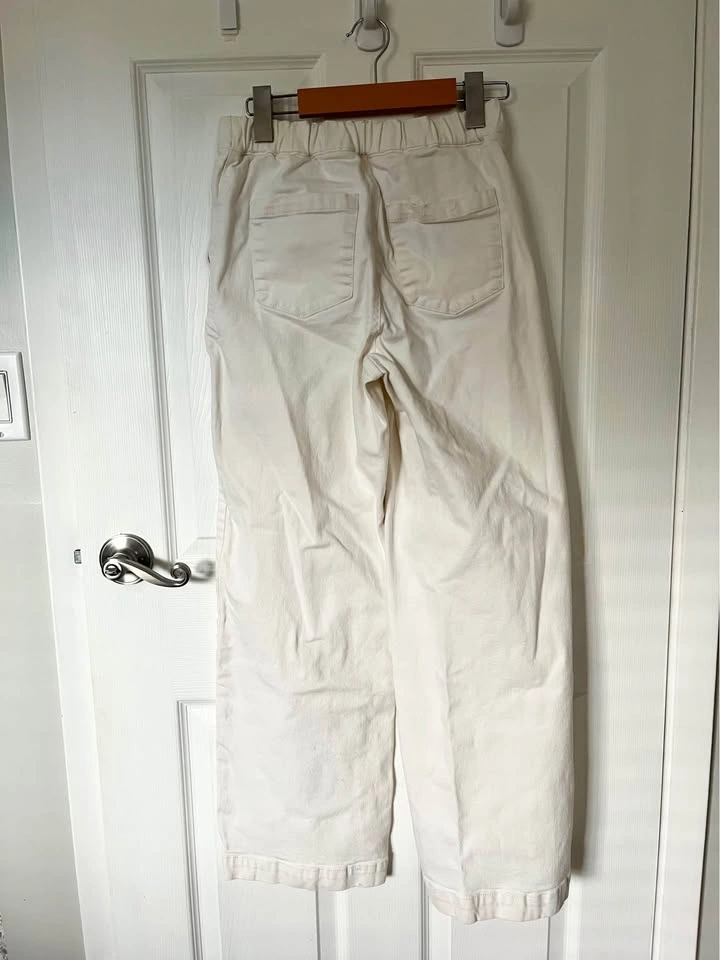 Oak + Fort High-Waisted Wide-Leg Pants (Cream) - Size XS - photo 2