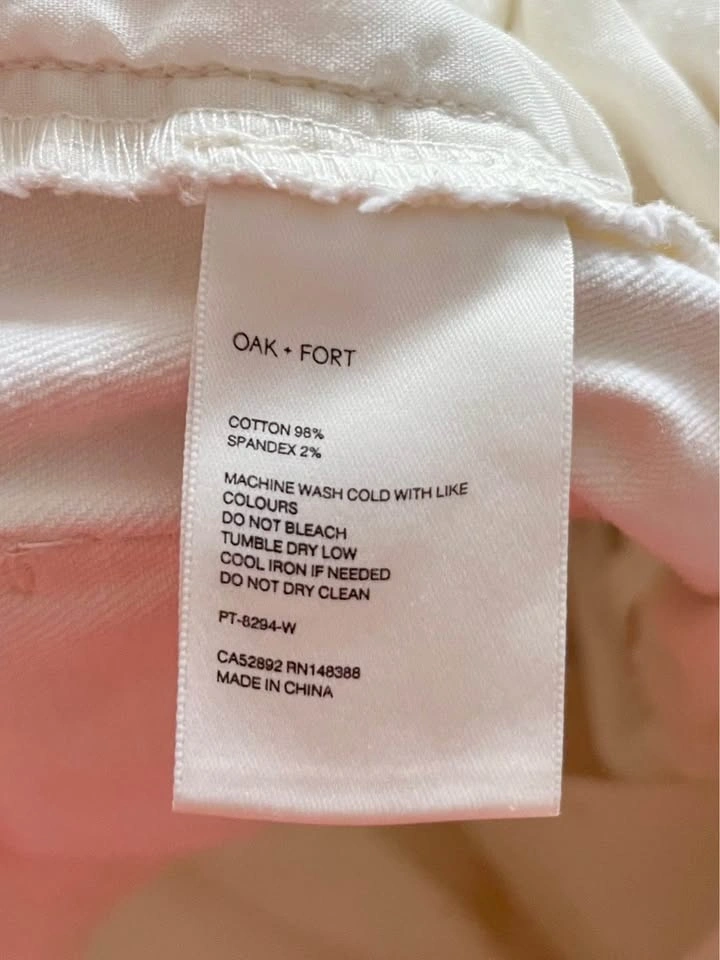 Oak + Fort High-Waisted Wide-Leg Pants (Cream) - Size XS - photo 4